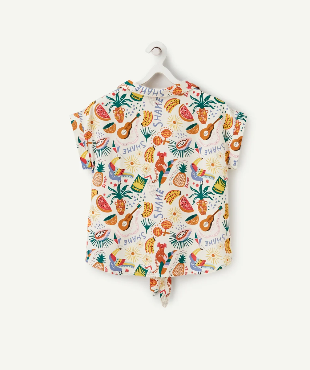 CHEMISE BLANCHE FILLE THÈME BRÉSILIEN EN VISCOSE RESPONSABLE