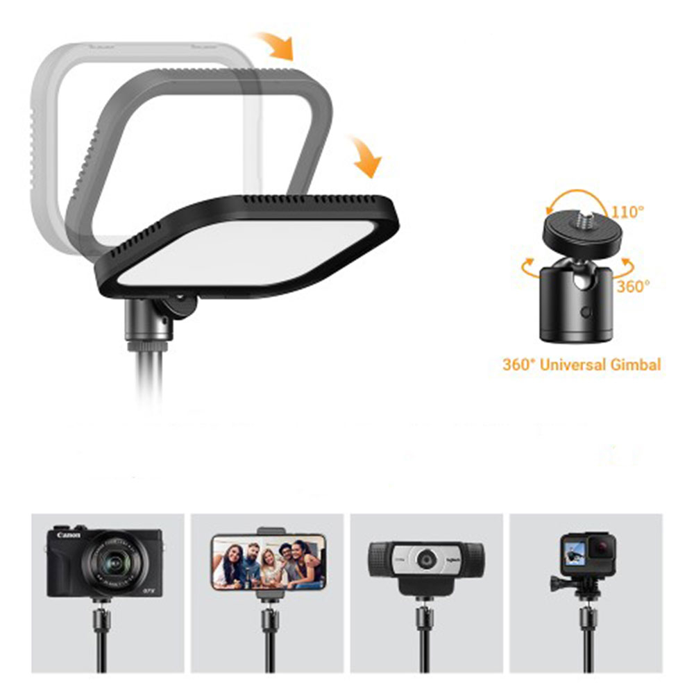 (2er Set) (60-145cm) Professionelles USB Video Licht LED Beleuchtung mit 4 Farbfilter inkl. Tripod / Gimbal und Fernbedienung