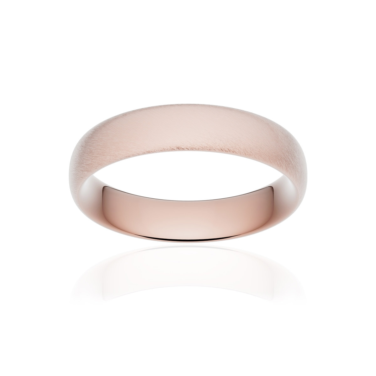 Alliance or 750 rose givré ruban confort 5mm