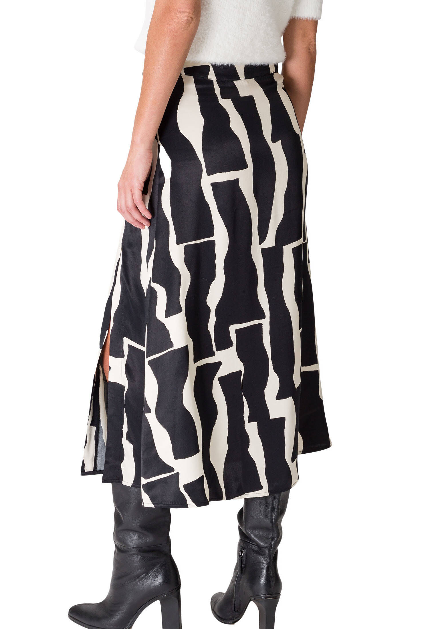 zero| Damen Satinrock mit Schlitz