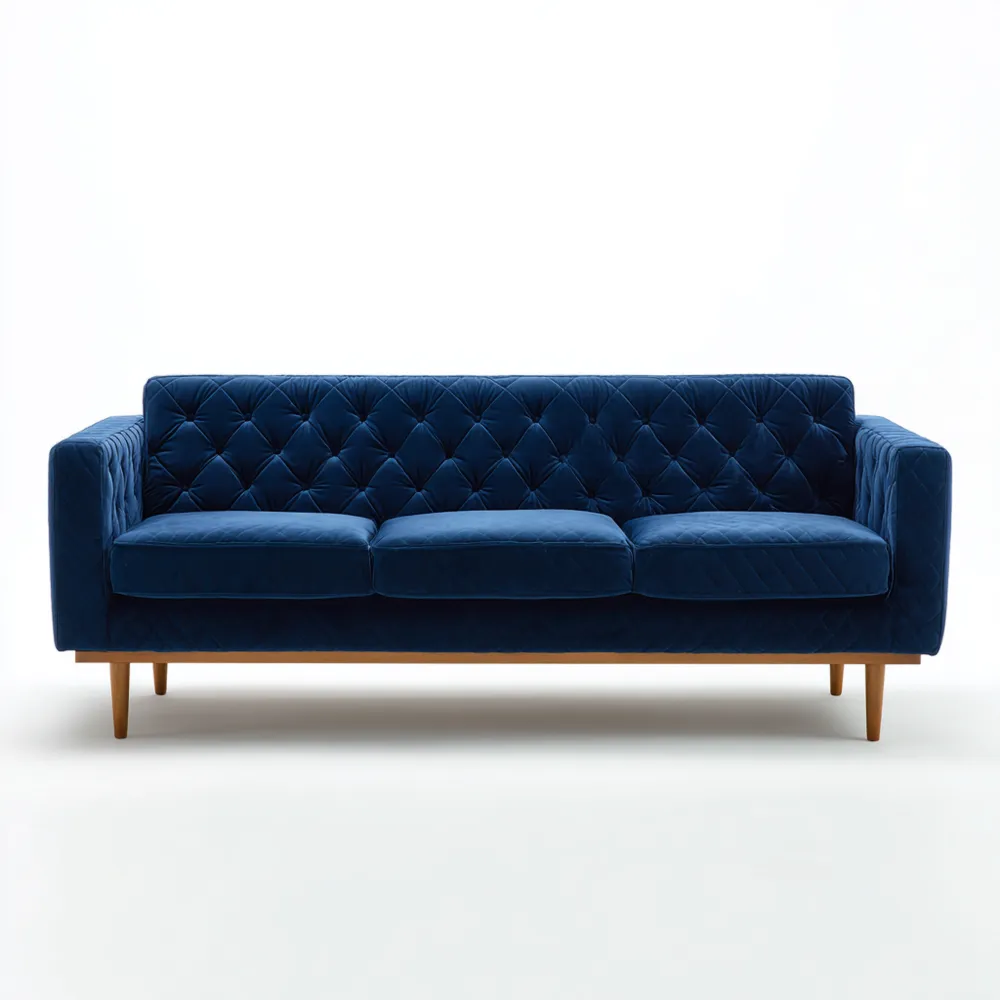 3-Sitzer-Sofa Samt 200x85x75 cm - Blau - Vintage Design