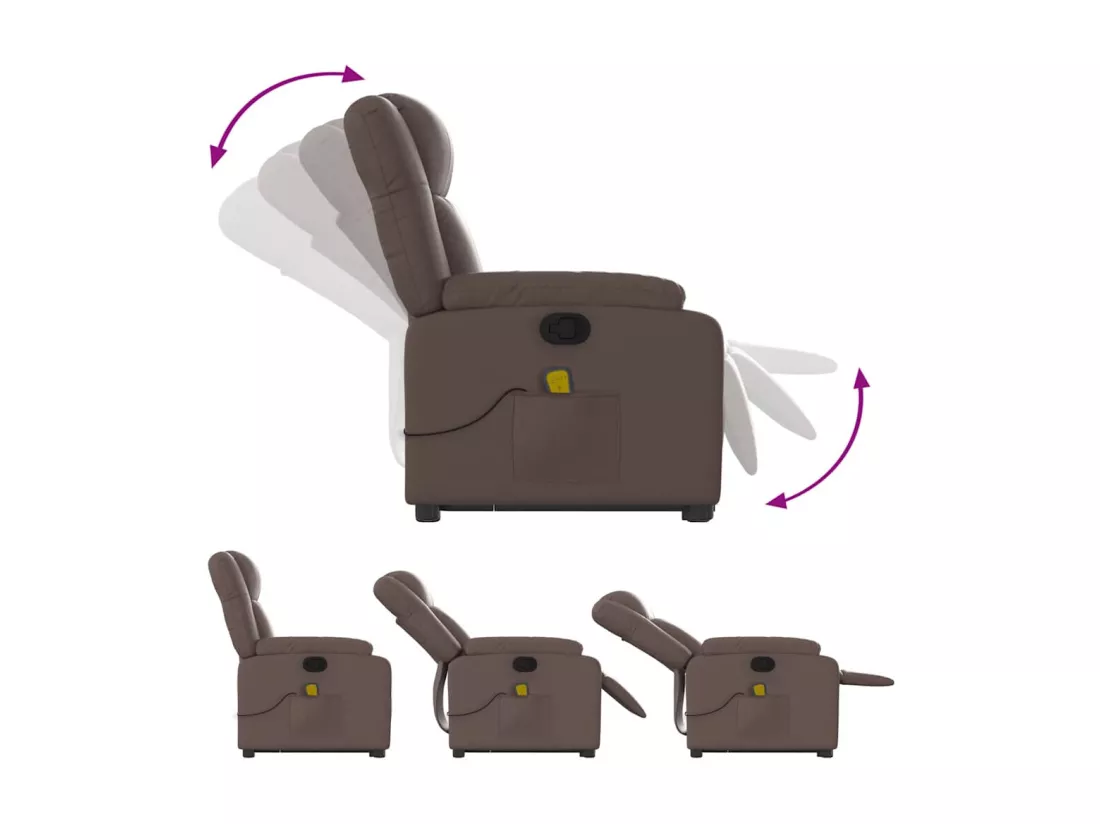 Fauteuil inclinable massant Marron Similicuir