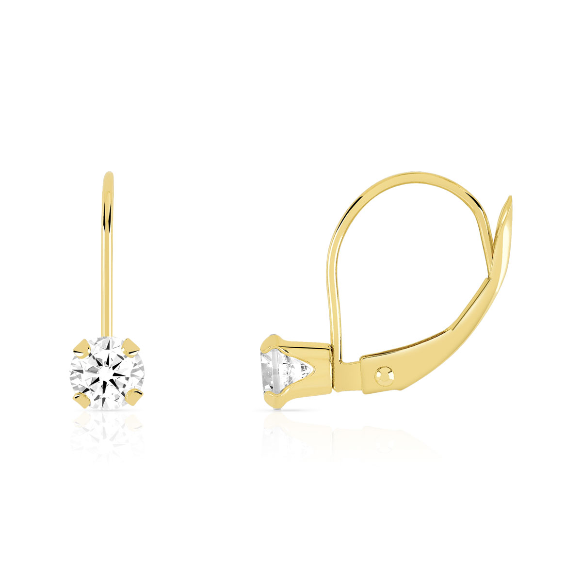 Boucles d'oreilles or 375 jaune dormeuses zirconias
