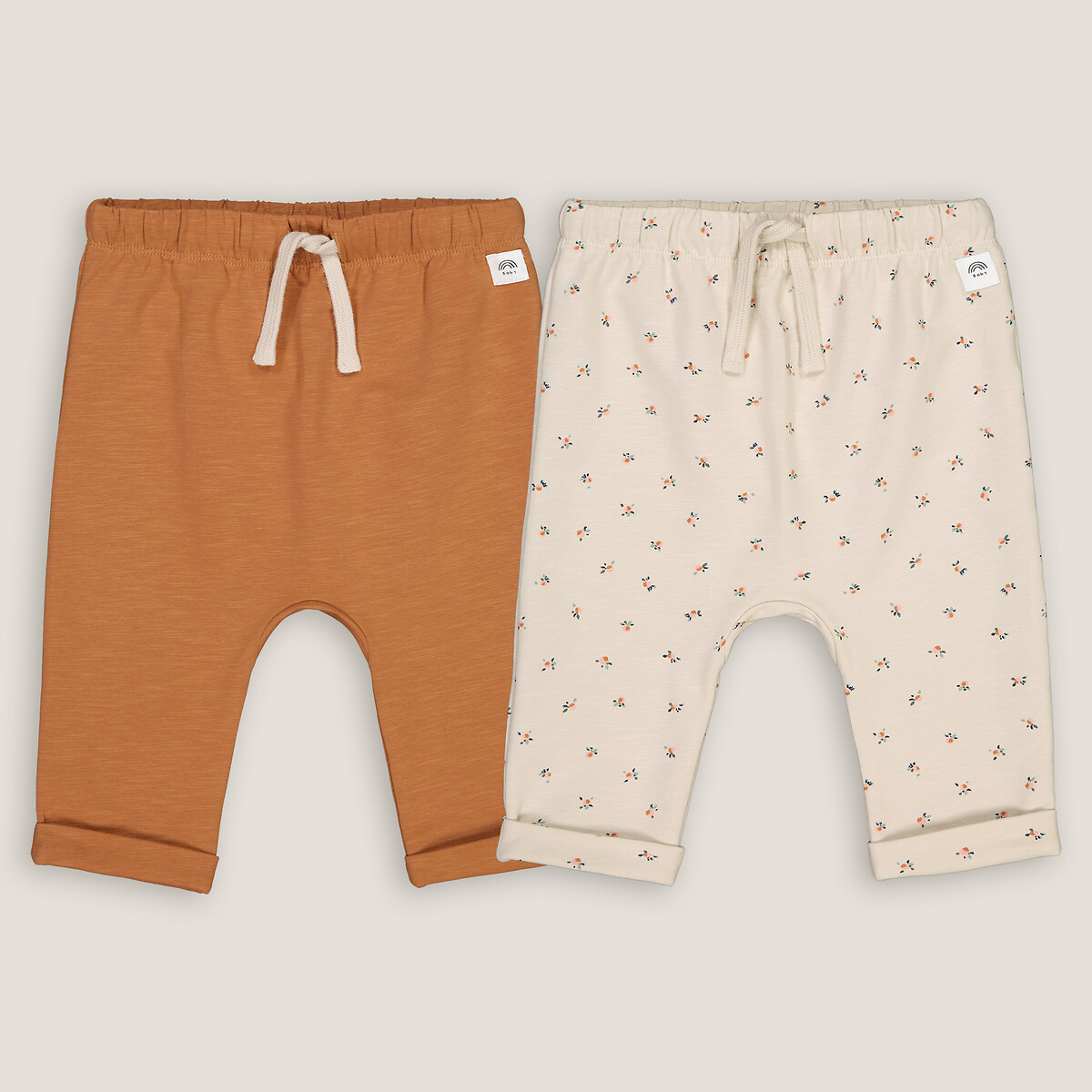 COLEÇÃO LA REDOUTE<br>Conjunto de 2 calças harém em tecido moleton slub