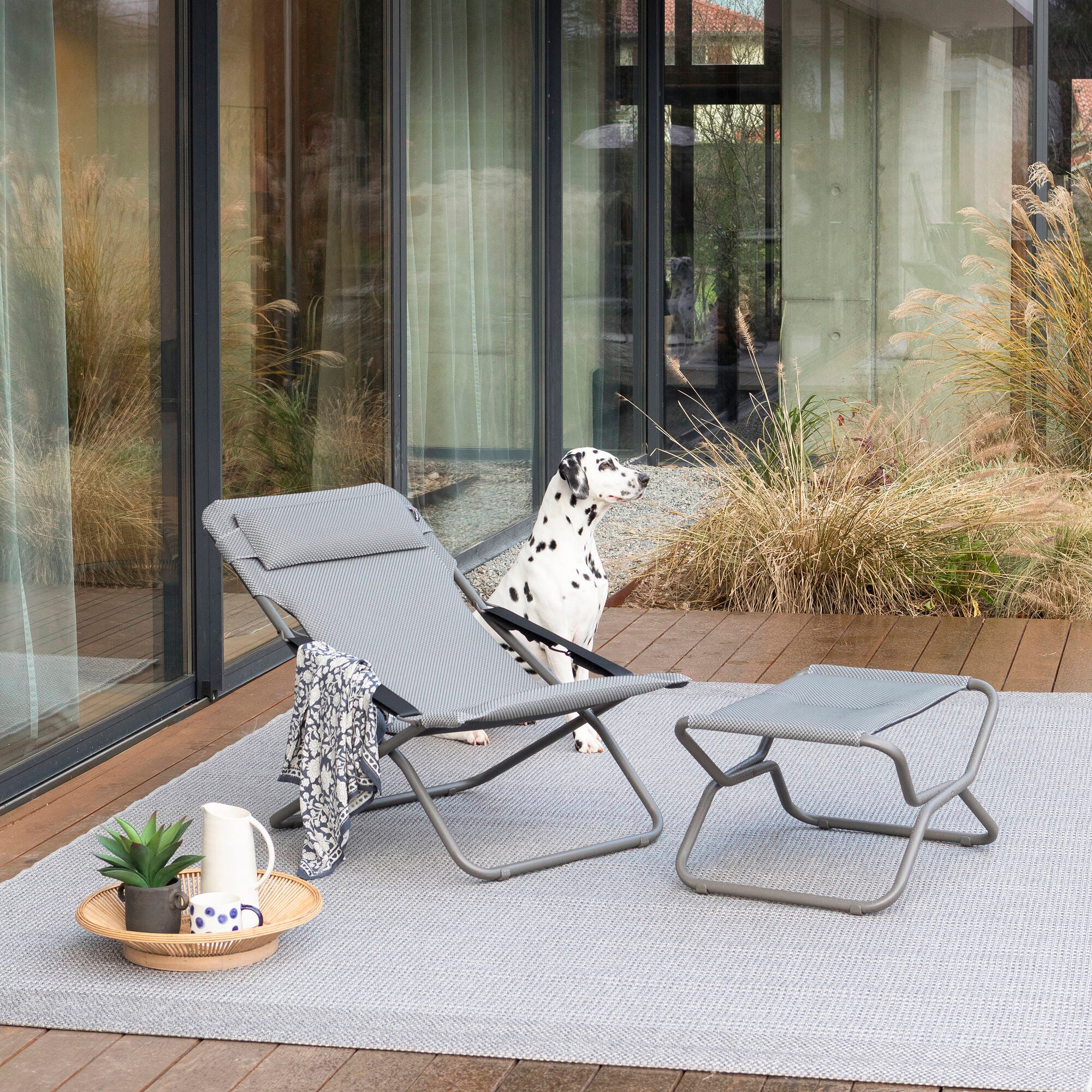 Klappbarer, gepolsterter Liegestuhl Transabed BeComfort® Grau Silver