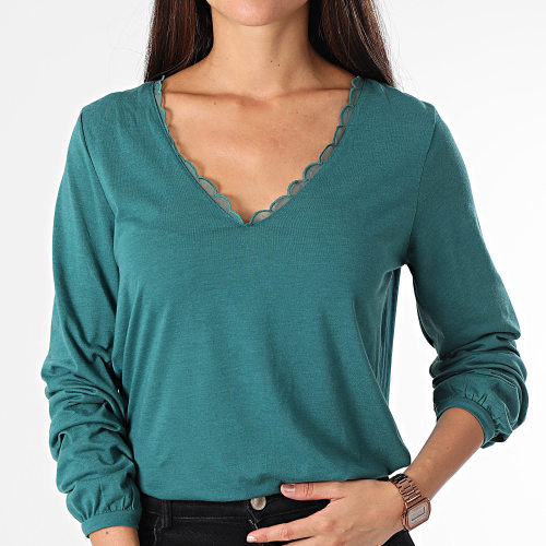 Top Manches Longues Col V Femme Lava Vert