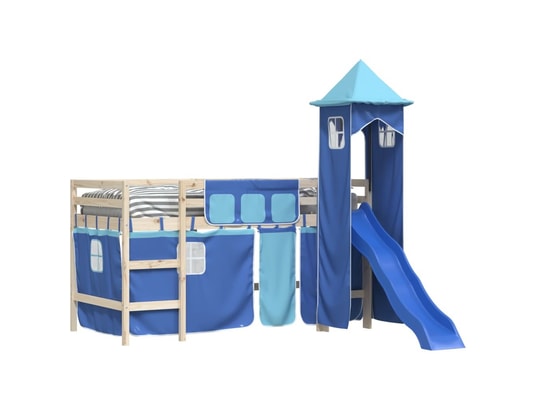 VIDAXL - Rideaux pour lit mezzanine avec tour bleu polyester