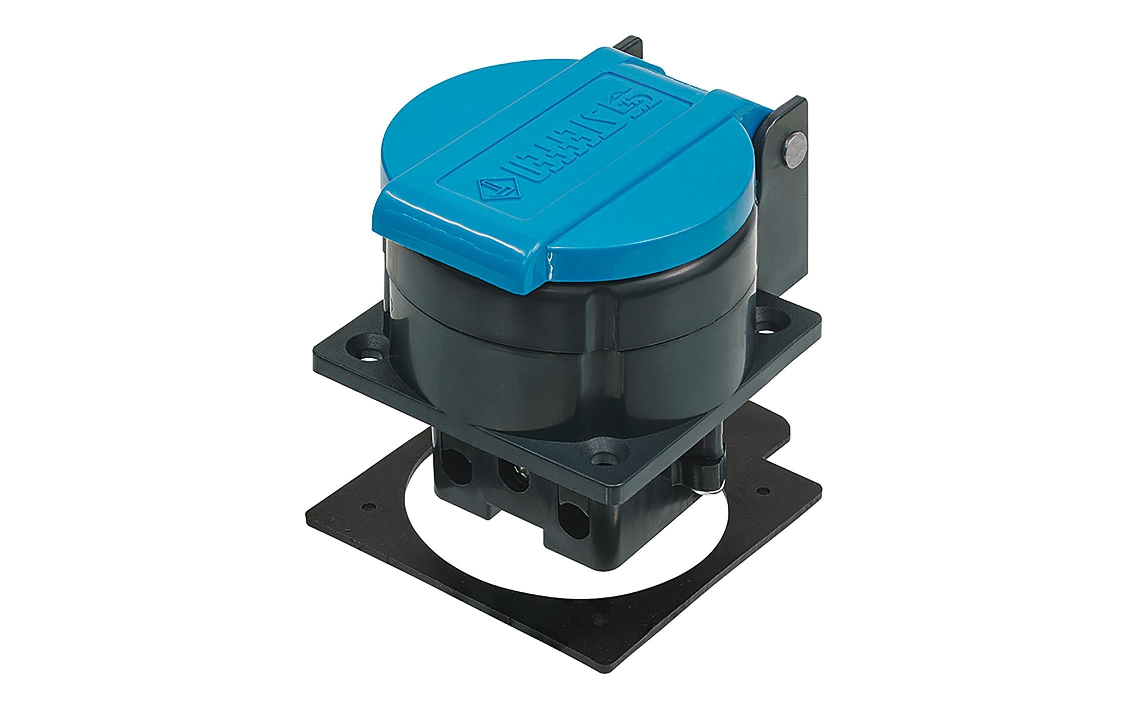 Einbausteckdose T13 IP55 mit Verschlussdeckel hellblauIP55 T13 Steckdose