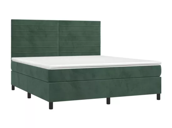 Sommier tapissier matelas et LED Vert foncé 160x200 cm Velours