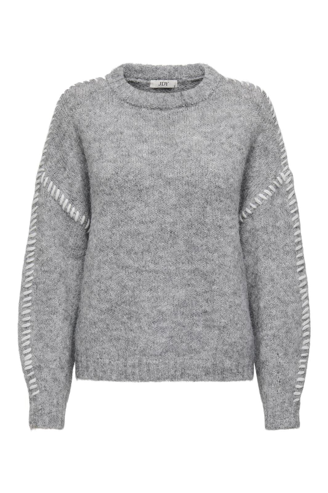 JDY Jdyzoey Life L/S On Stitch Pull Knt 15336758 4633863 light grey melange w birch stitch