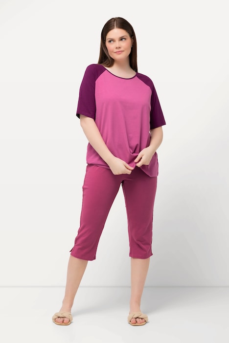 Capri-Leggings, seitliches Spitzenband, Biobaumwolle