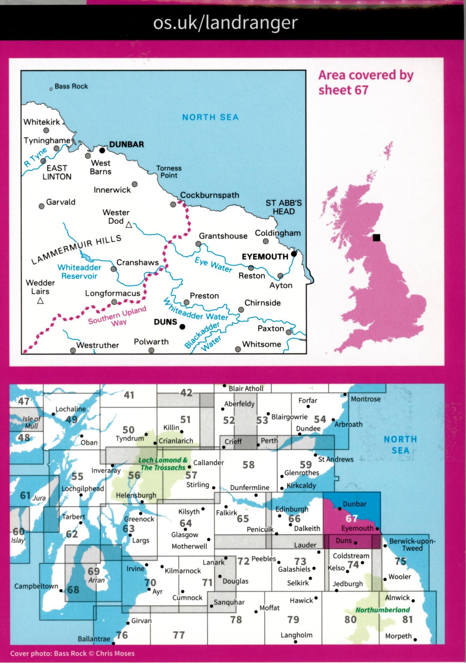 ORDNANCE SURVEY - 67 GB DUNS DUNBAR EYEMOUTH 1 50 000