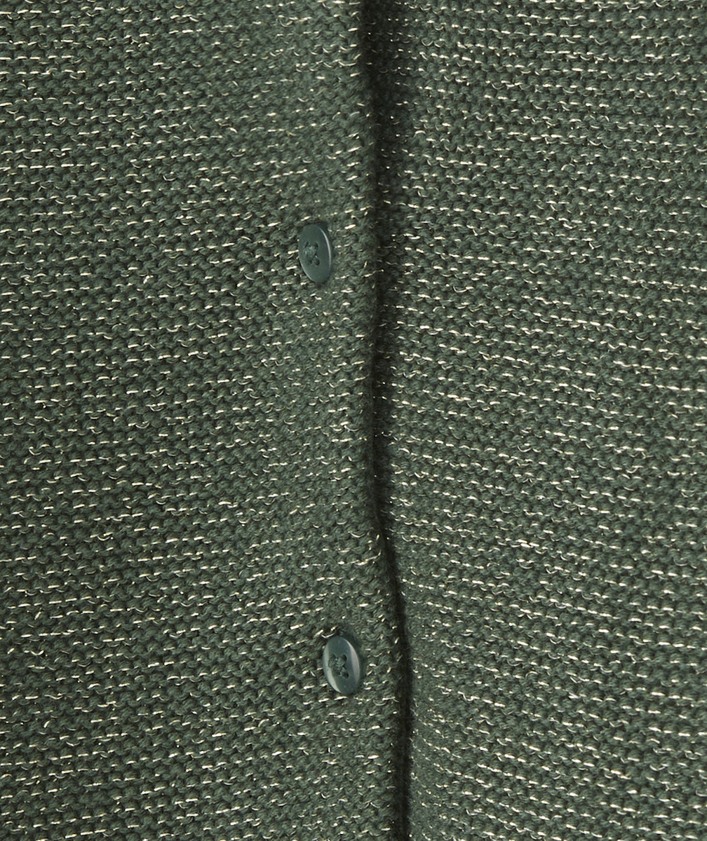 CARDIGAN BÉBÉ FILLE EN COTON BIO VERT AVEC DÉTAILS COULEUR DORÉE