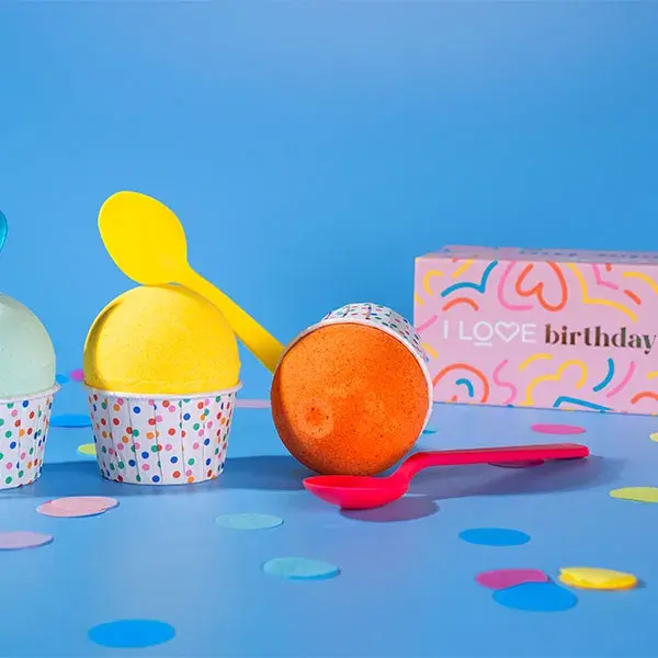Eu AMO a Caixa de Aniversário Divertida com 3 Bombas de Banho