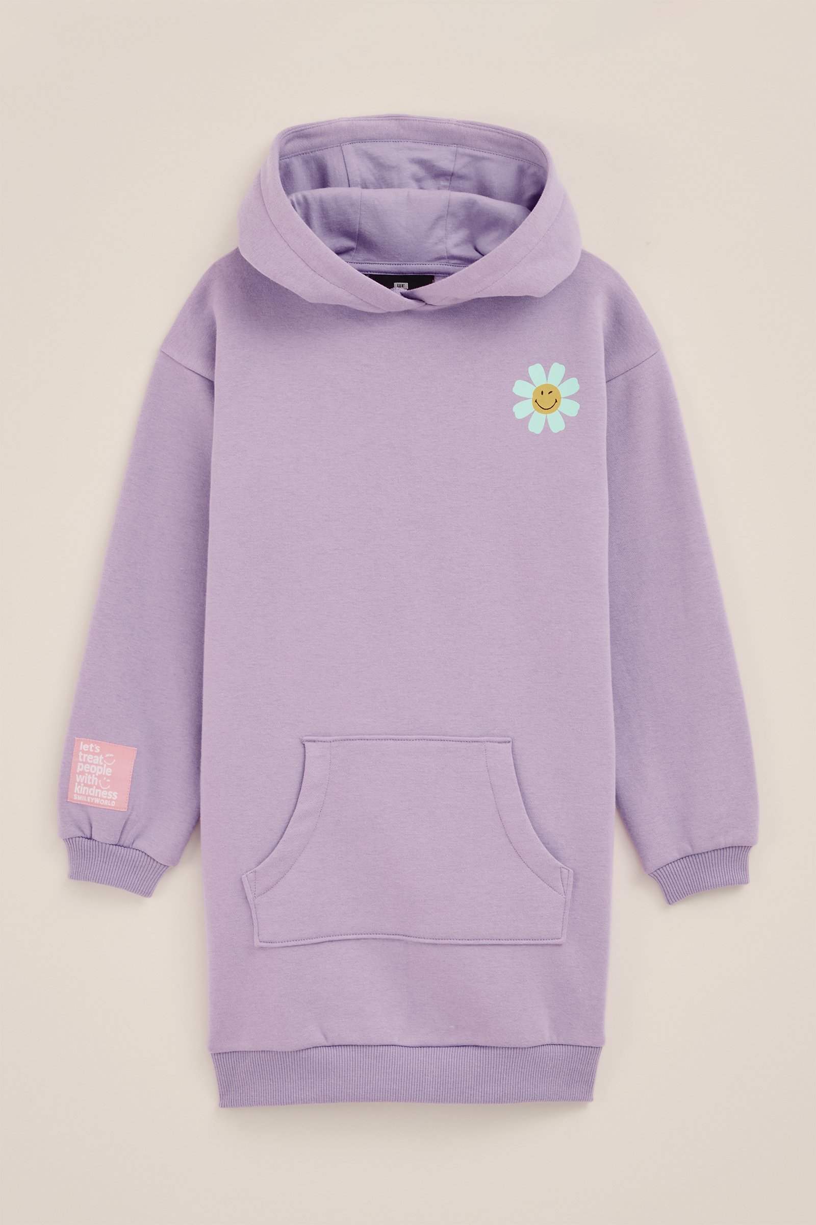 Meisjes SmileyWorld® sweatjurk met opdruk WE Fashion Lichtpaars