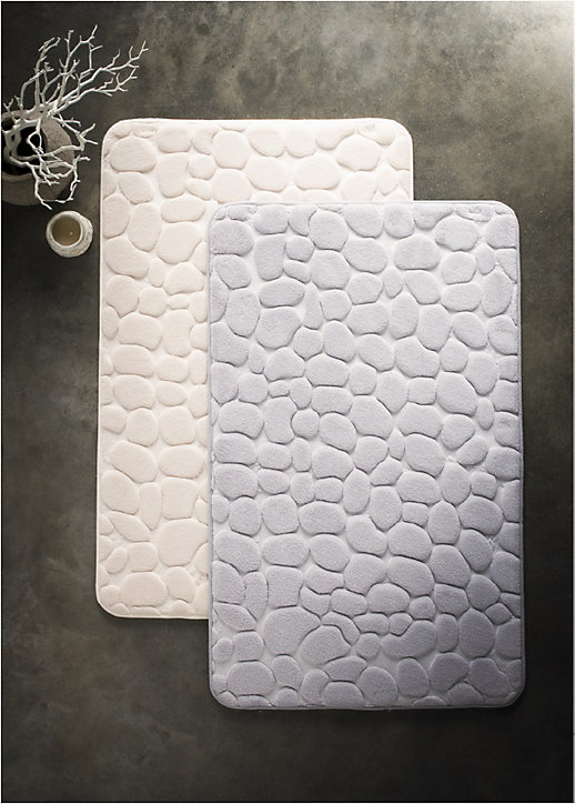 Tapis de bain antidérapant à mémoire de forme 50x80 cm, écru, Levasseur Mineral
