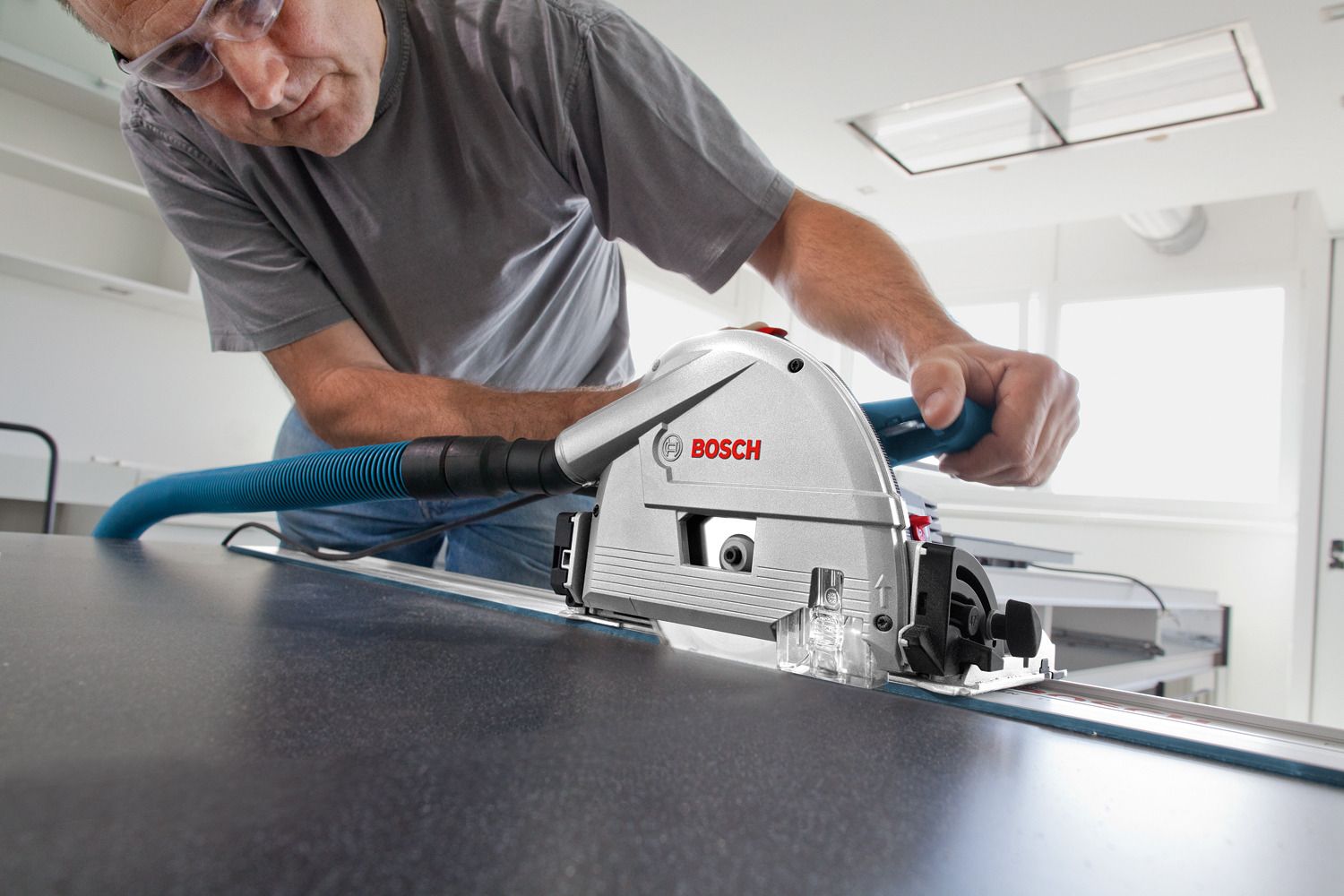 Bosch Professional GKT 55 GCE Invalzaag 165mm   geleiderail in L-Boxx - 0615990M9D