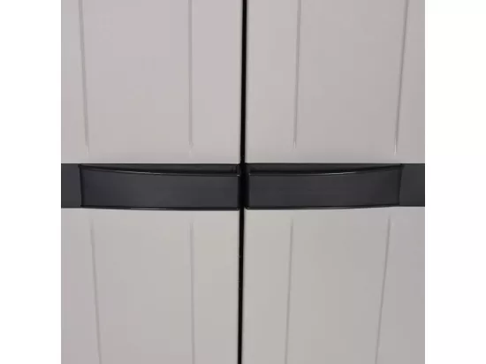 Armoire de rangement d'extérieur gris et noir 65x37x165 cm PP