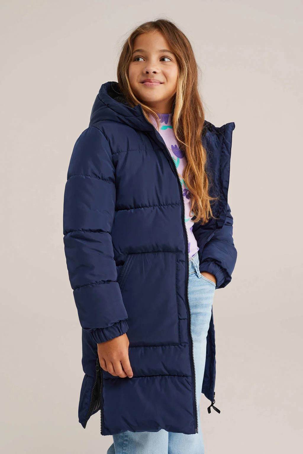 WE Fashion gewatteerde jas donkerblauw