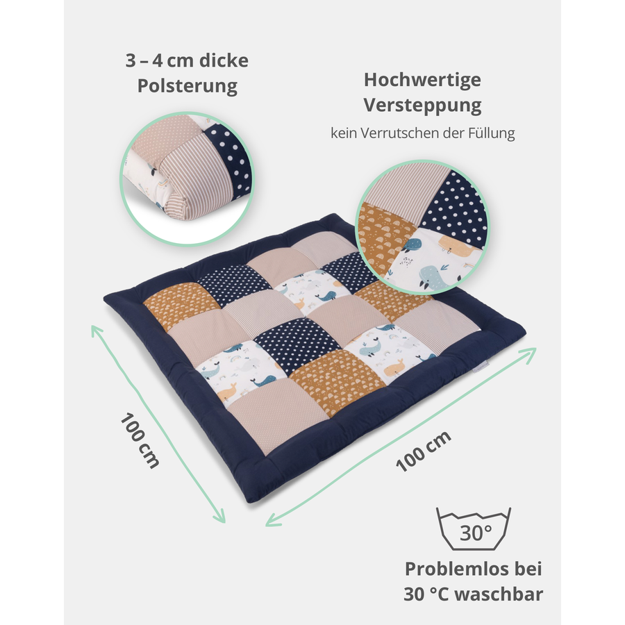Ullenboom Krabbeldecke & Laufgittereinlage 100X100 cm Wale