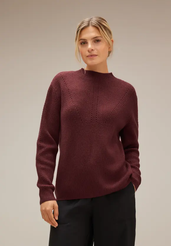 Pullover im Strickmix - panda red