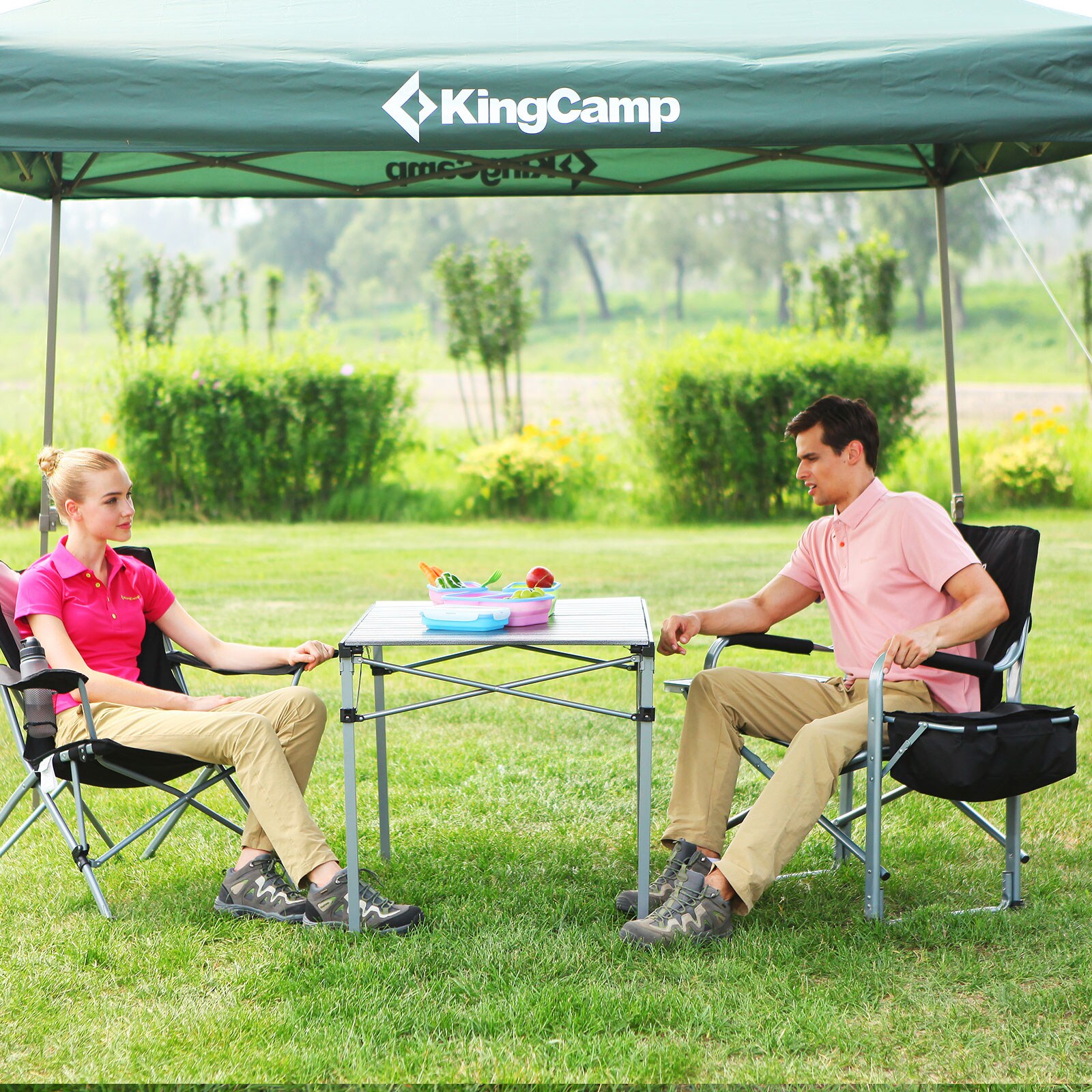 KINGCAMP Camping Falt Stuhl Klapp Sessel Garten Outdoor Kühl Tasche Tisch 150 kg