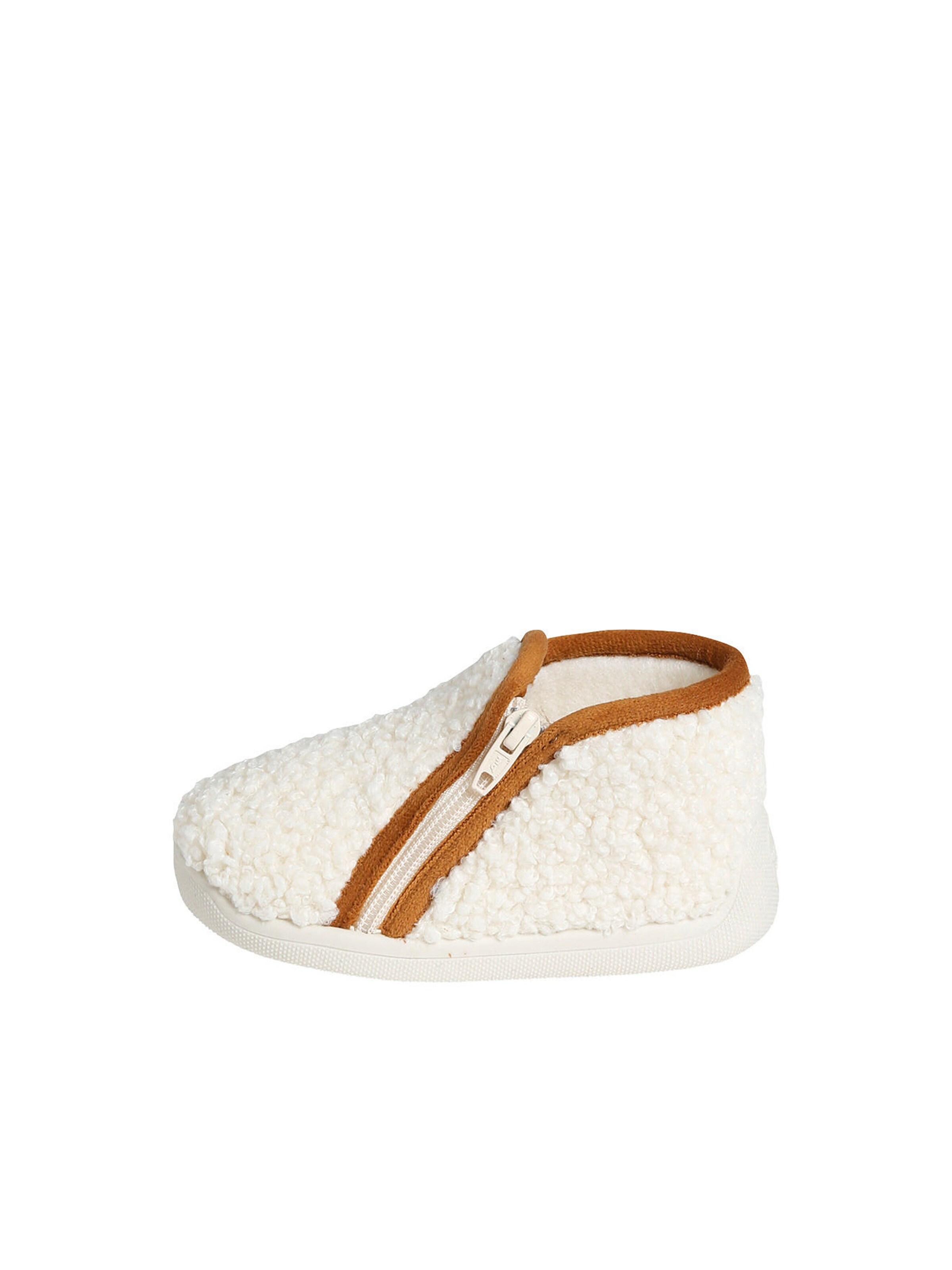 Vertbaudet Baby Krabbelschuhe aus Plüsch wollweiß
