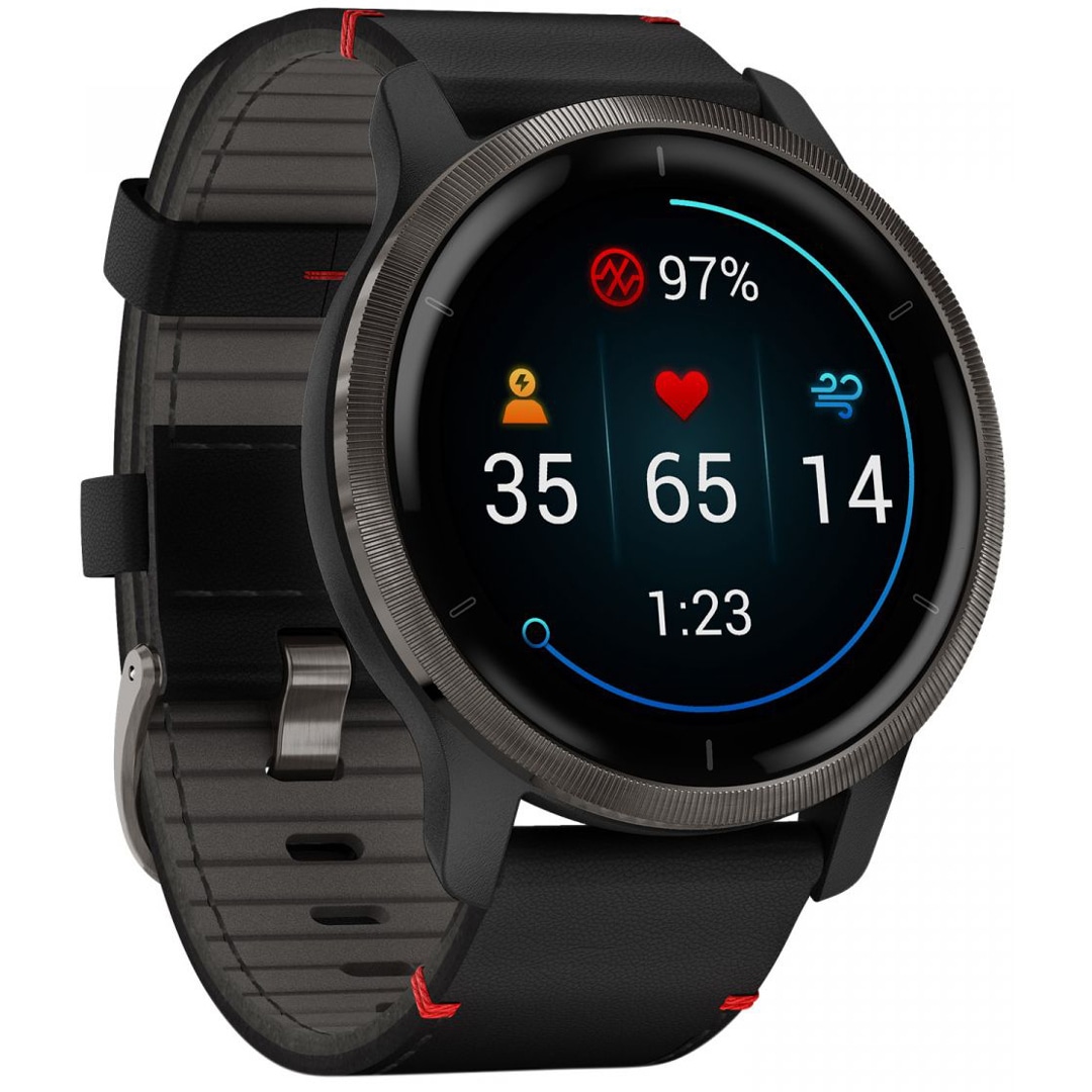 Garmin Venu 2 Smartwatch Leder schwarz