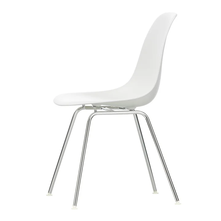Vitra - Eames Plastic Side Chair DSX, verchromt / weiss (Filzgleiter weiss)