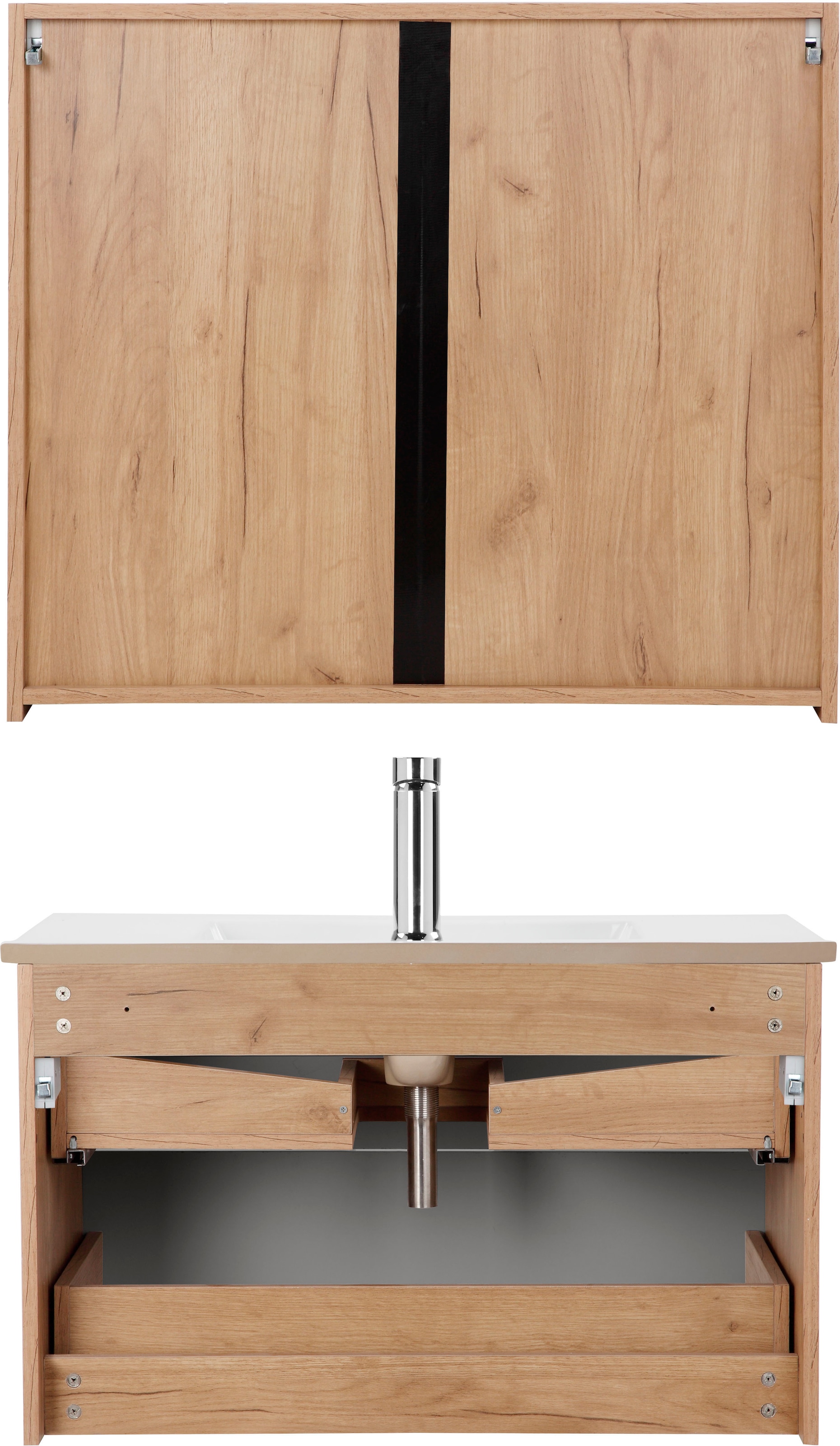 welltime Badmöbel-Set »Lund Badmöbel Set Badschrank Badezimmerset« 3 Stk. tlg.
