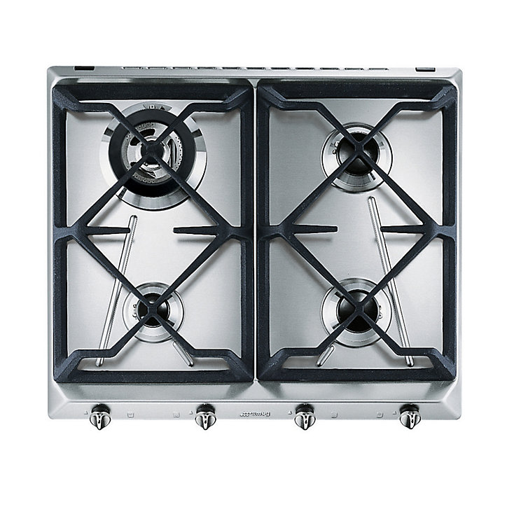 Plaque de cuisson au gaz 4 foyers Contemporain l. 60 cm SRV564GH3 Smeg inox