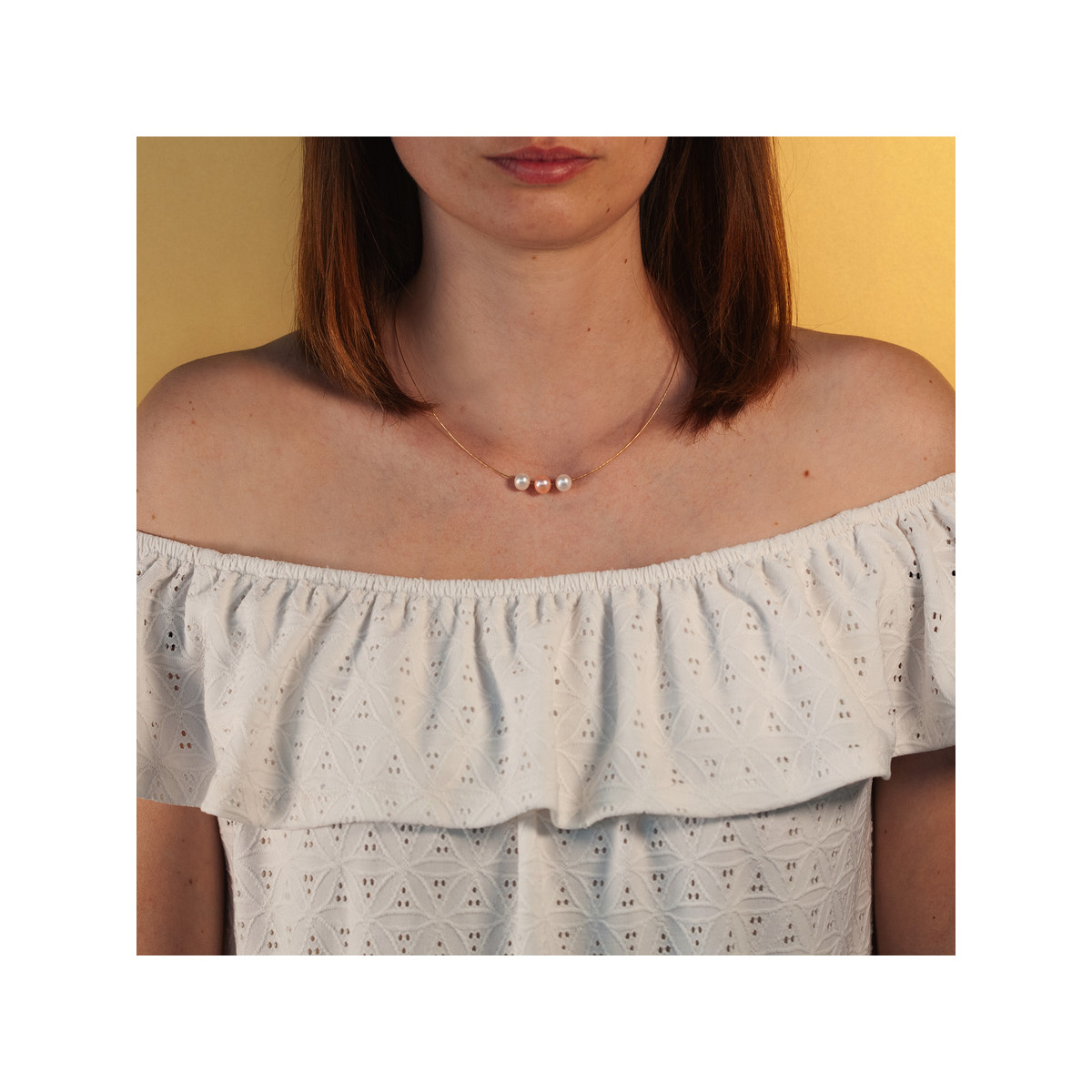 Collier or 375 jaune perles de culture de Chine 42 cm