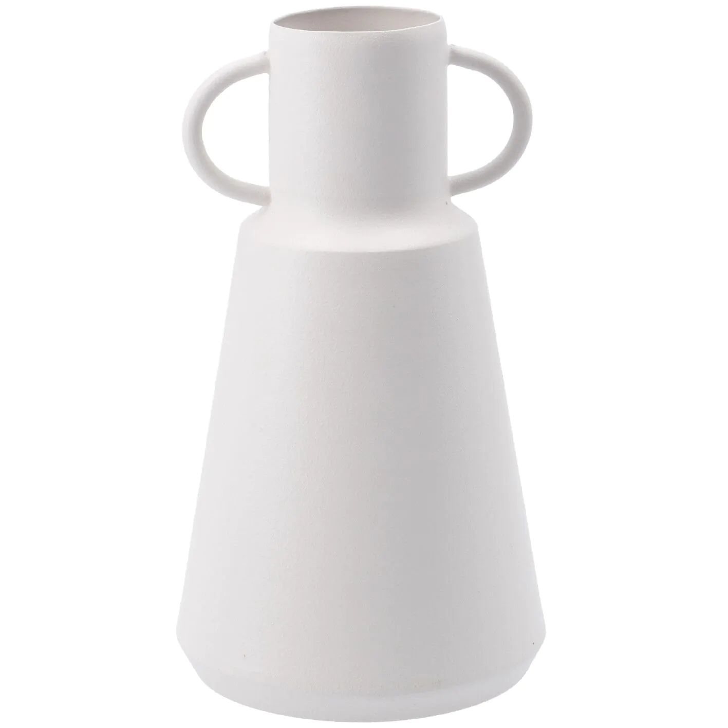 Vase Metall, hoch/weiß, 19.5 cm