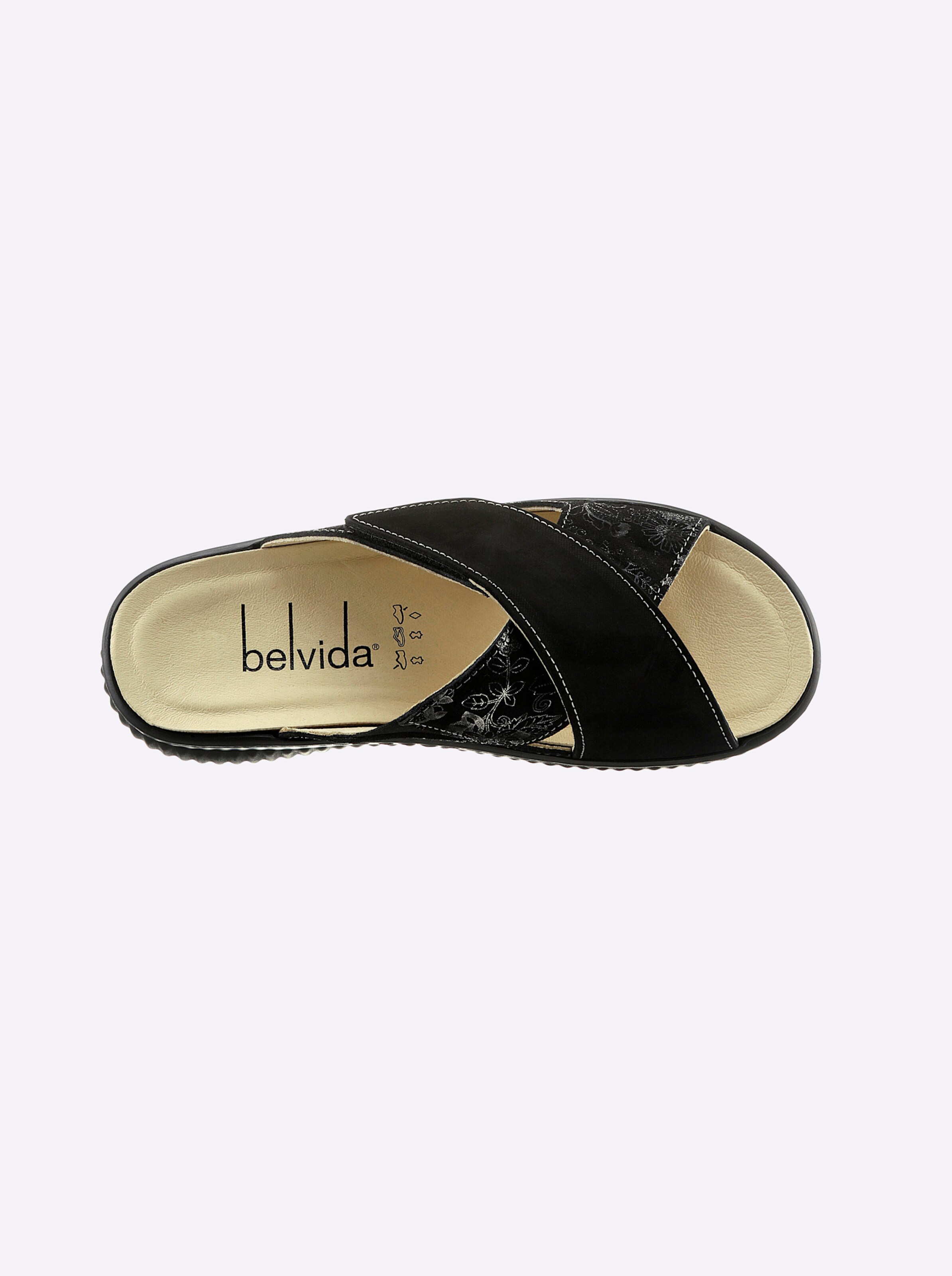 Belvida Pantolette in schwarz-gemustert
