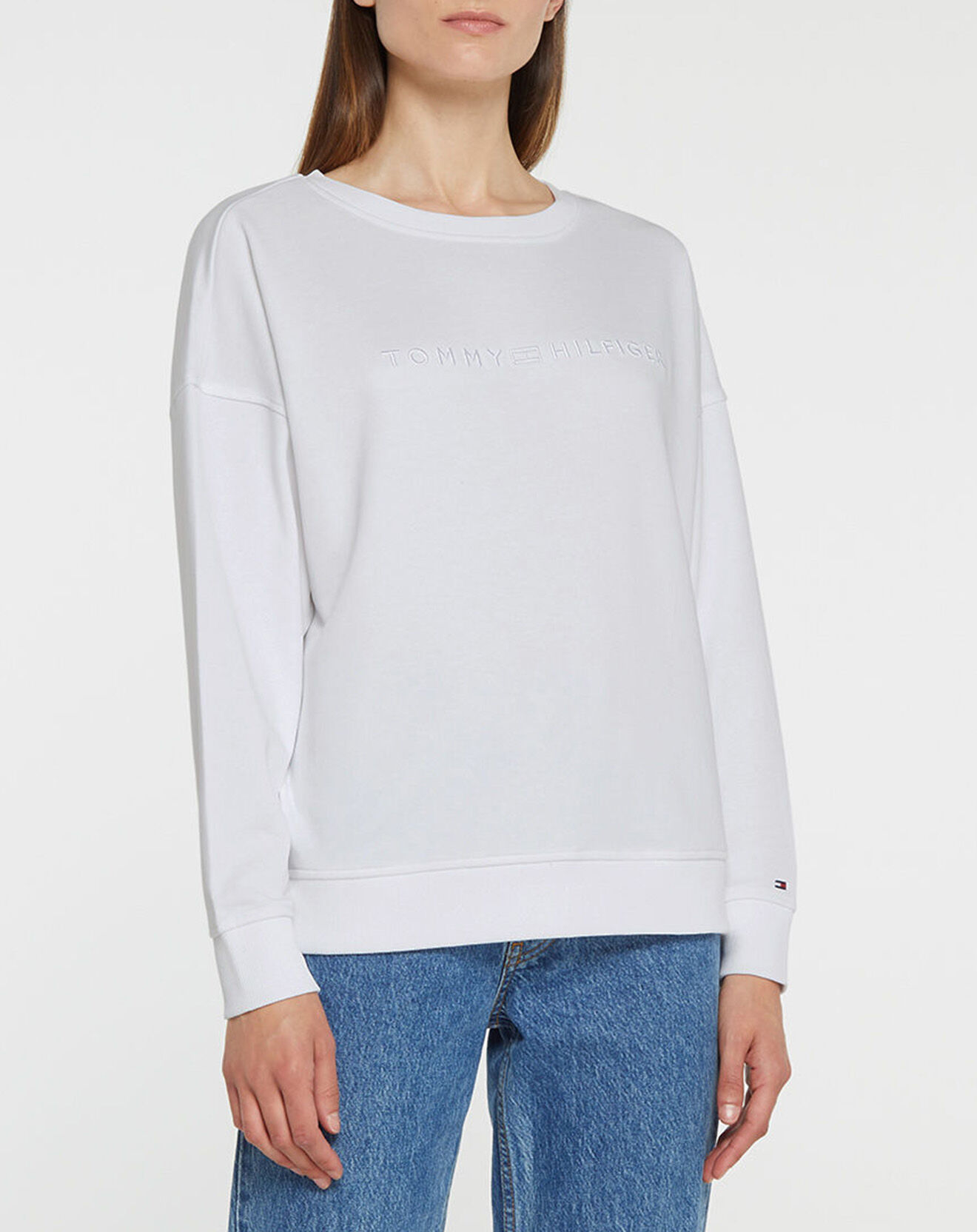Tommy Hilfiger Sweat 100% Coton Bio Oversized Tonal blanc