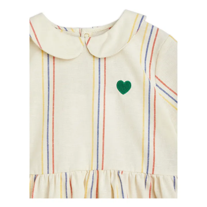 Mini Rodini Robe Rayure Coton Bio | Ecru