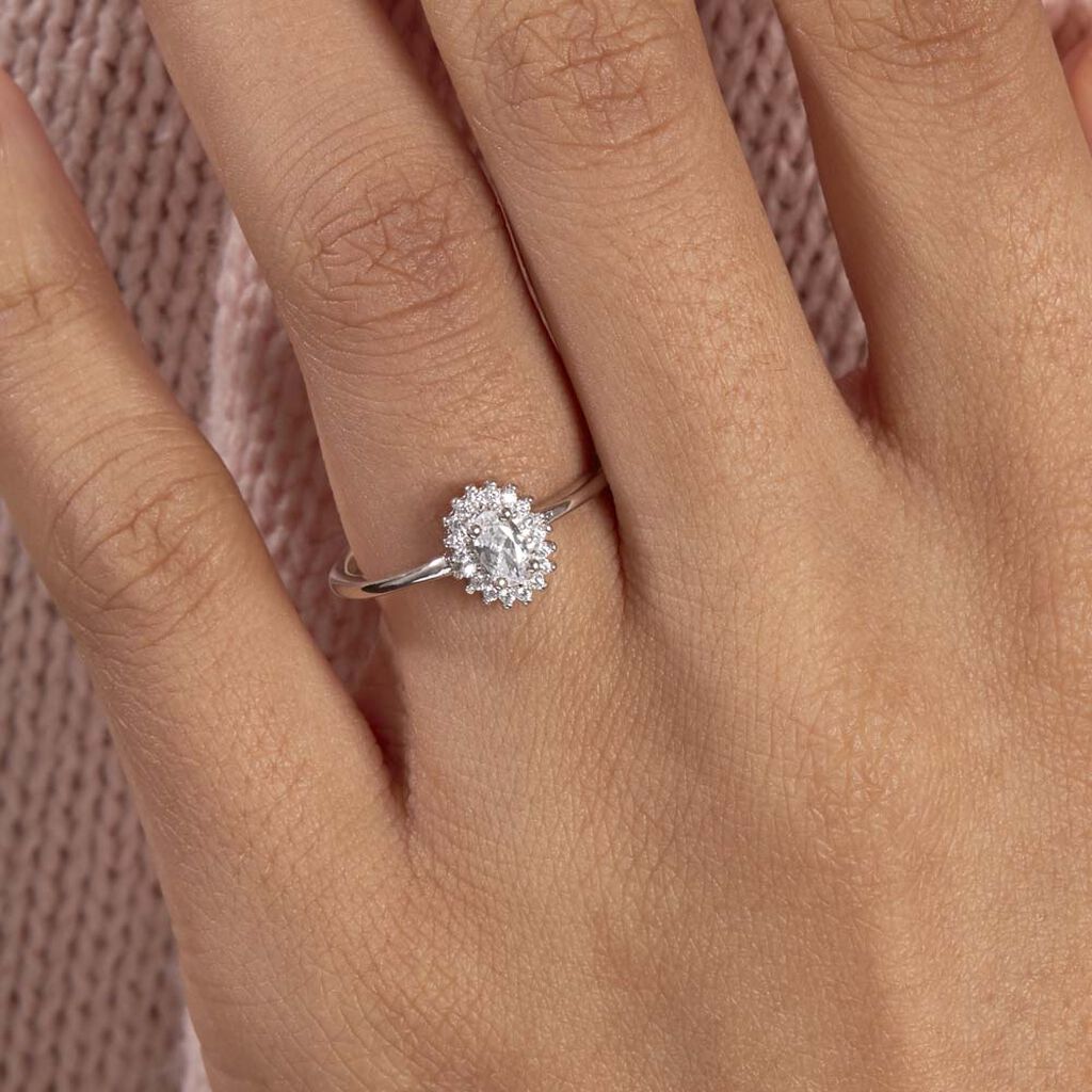 Bague Solitaire Shandrany Argent Blanc Oxyde De Zirconium