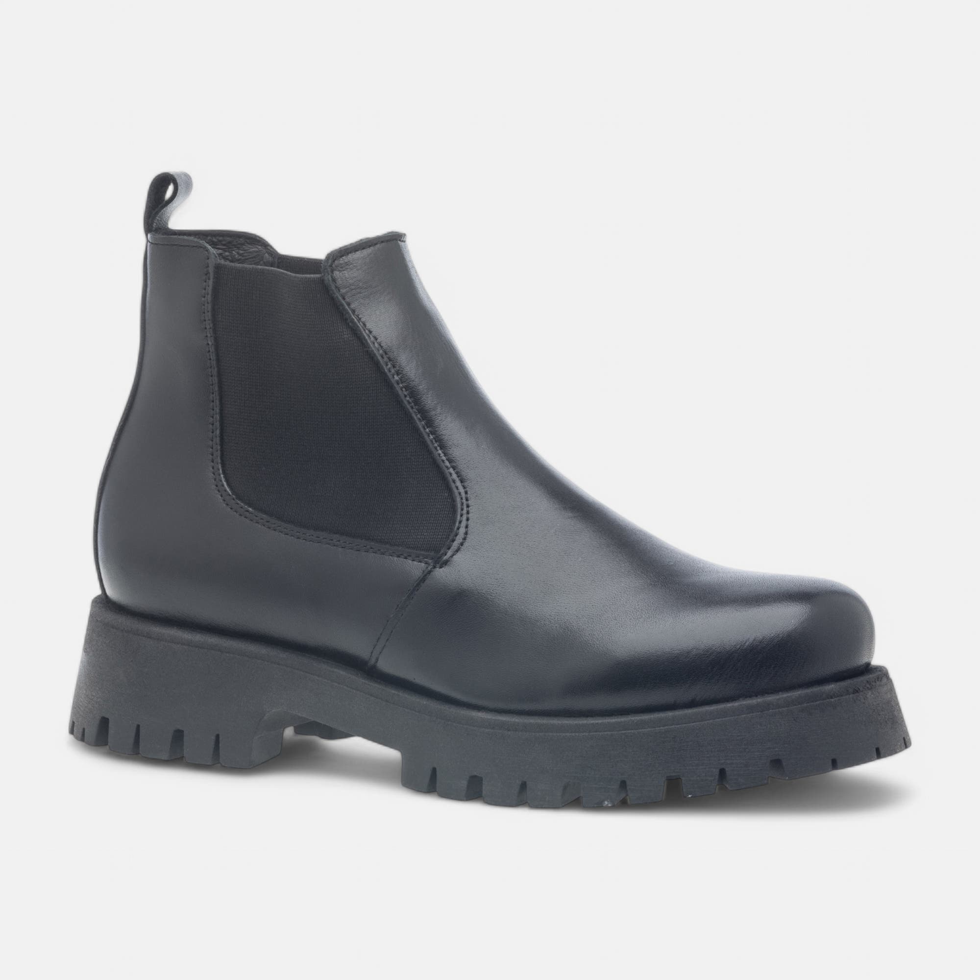 Boots chelsea Femme en cuir noir