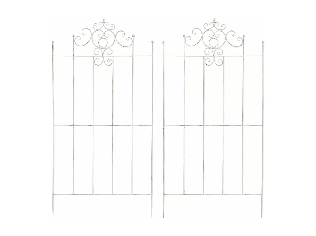 Lot de 2 treillis métal blanche 85.5 x 2 x 170 cm 10_0003842