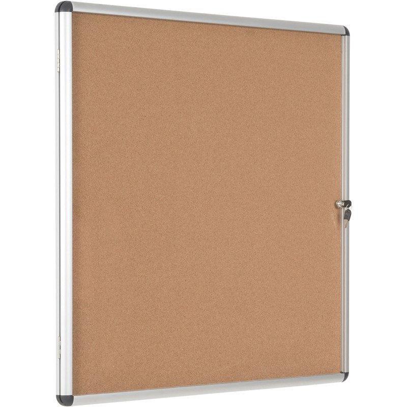 Vitrine intérieure fond liège porte battante cadre aluminium Bi-Office Enclore - 12 feuilles
