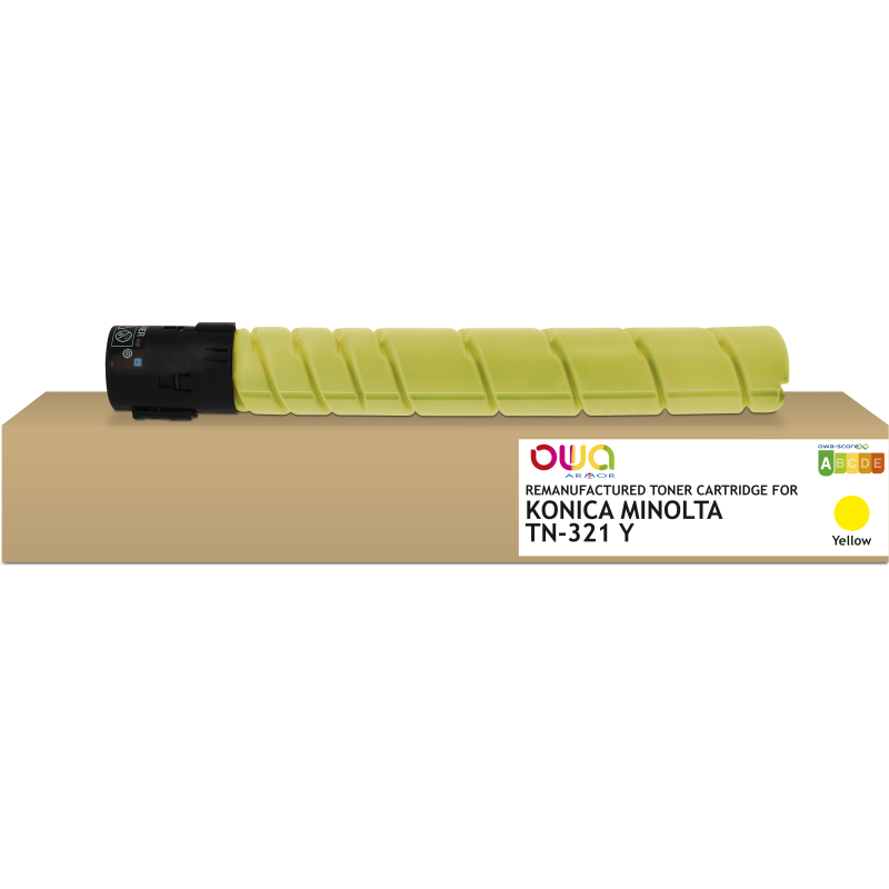 Toner remanufacturé OWA - standard - Jaune - pour KONICA MINOLTA TN-321Y, DEVELOP A33K2D0, OLIVETTI B1039