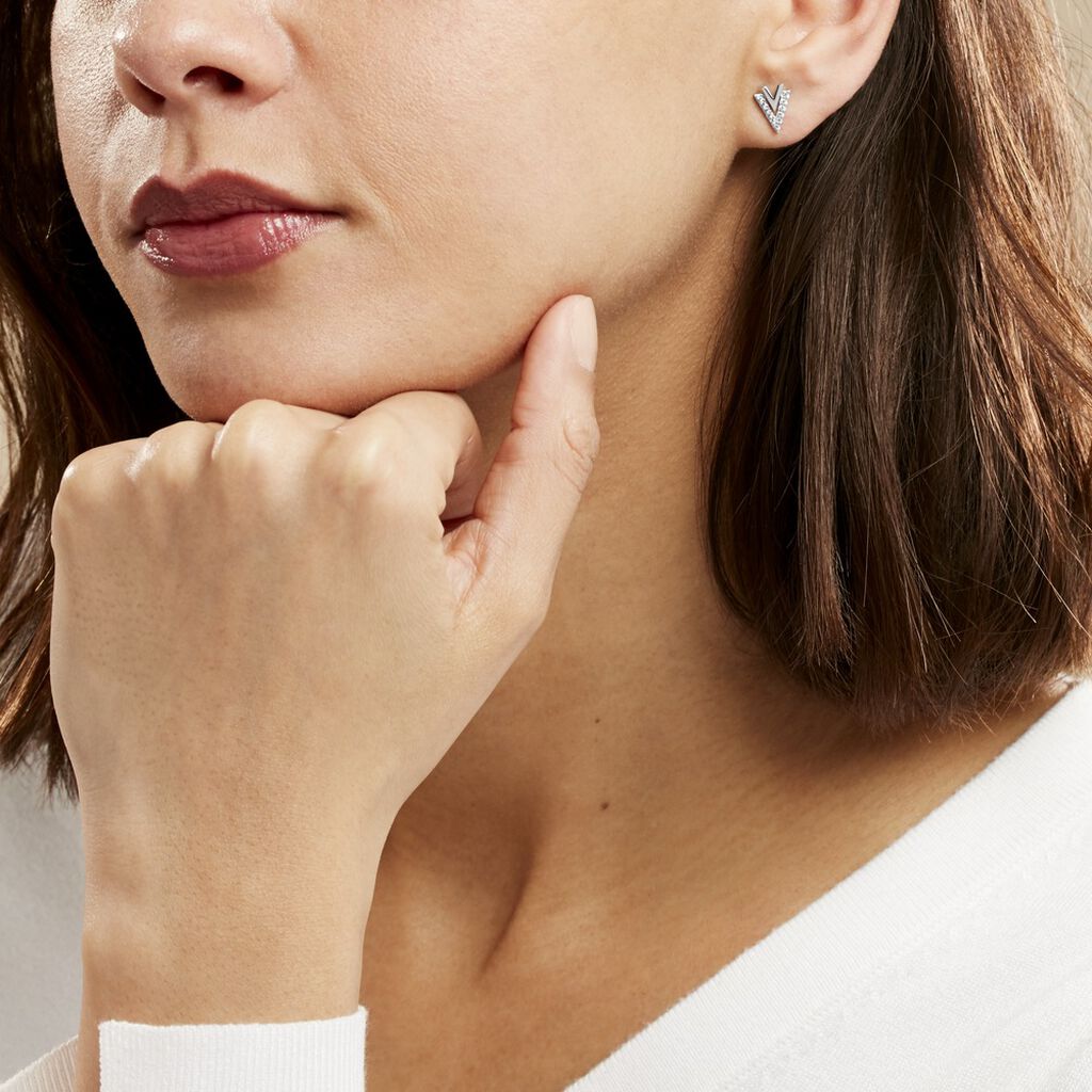 Boucles D'oreilles Puces Guenolee Argent Blanc Oxyde De Zirconium
