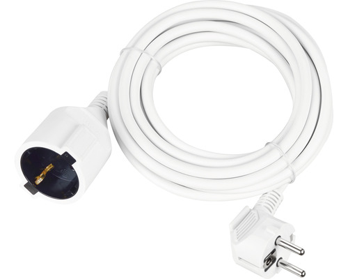 Verlengkabel met randaarde 5 m H05VV-F3G 1,5 mm² wit met stekker + contactdoos binnen