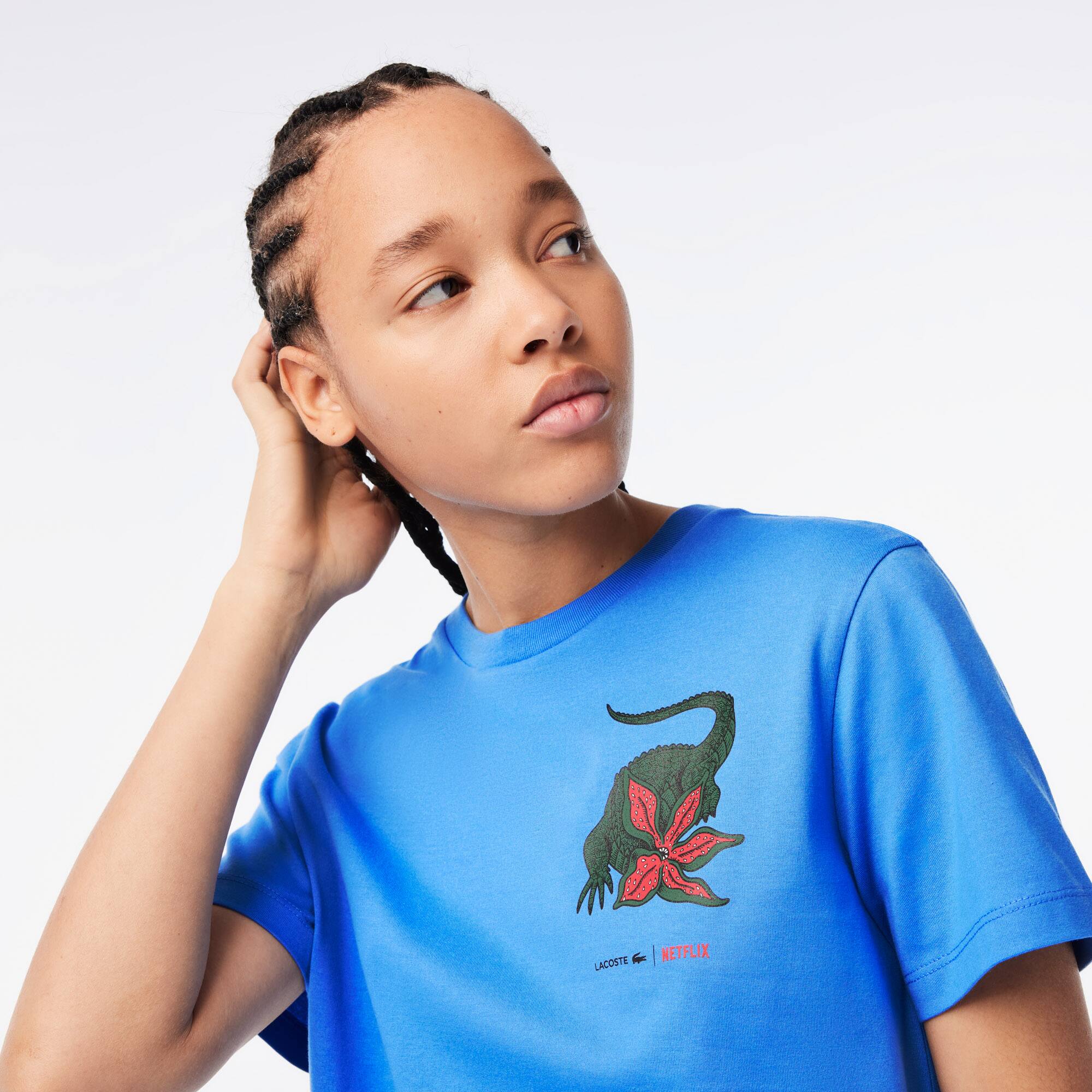 T-shirt femme Lacoste x Netflix en jersey de coton biologique T-Shirts - Bleu - Lacoste - Femme