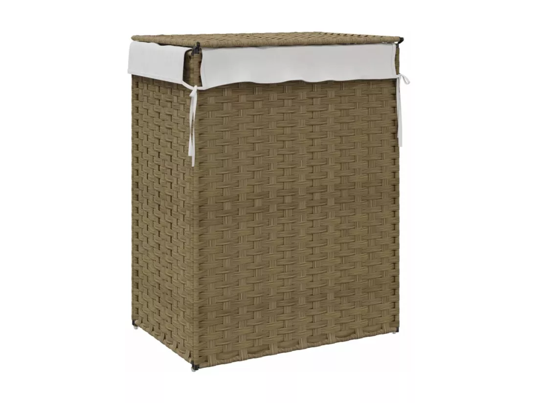 Panier à linge avec couvercle 46x33x60 résine tressée