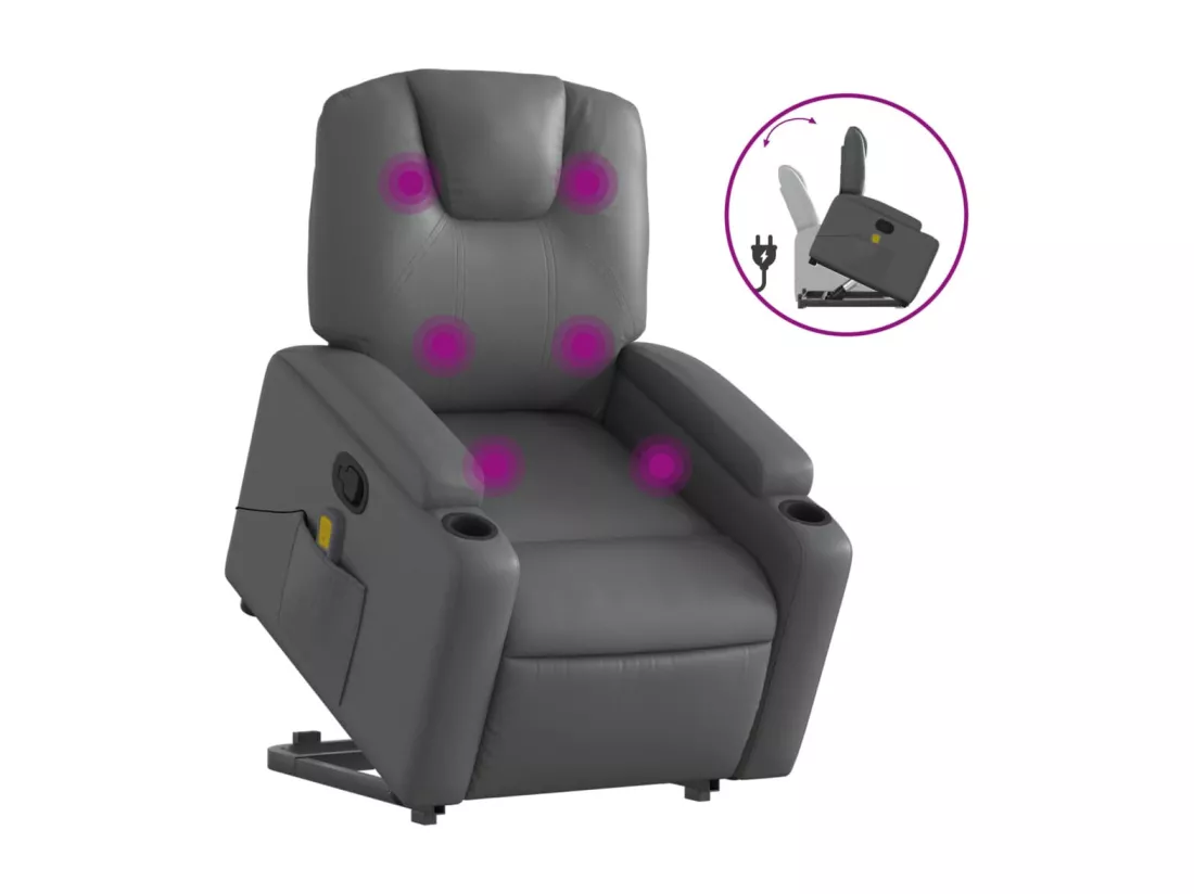 Fauteuil inclinable massant Gris Similicuir