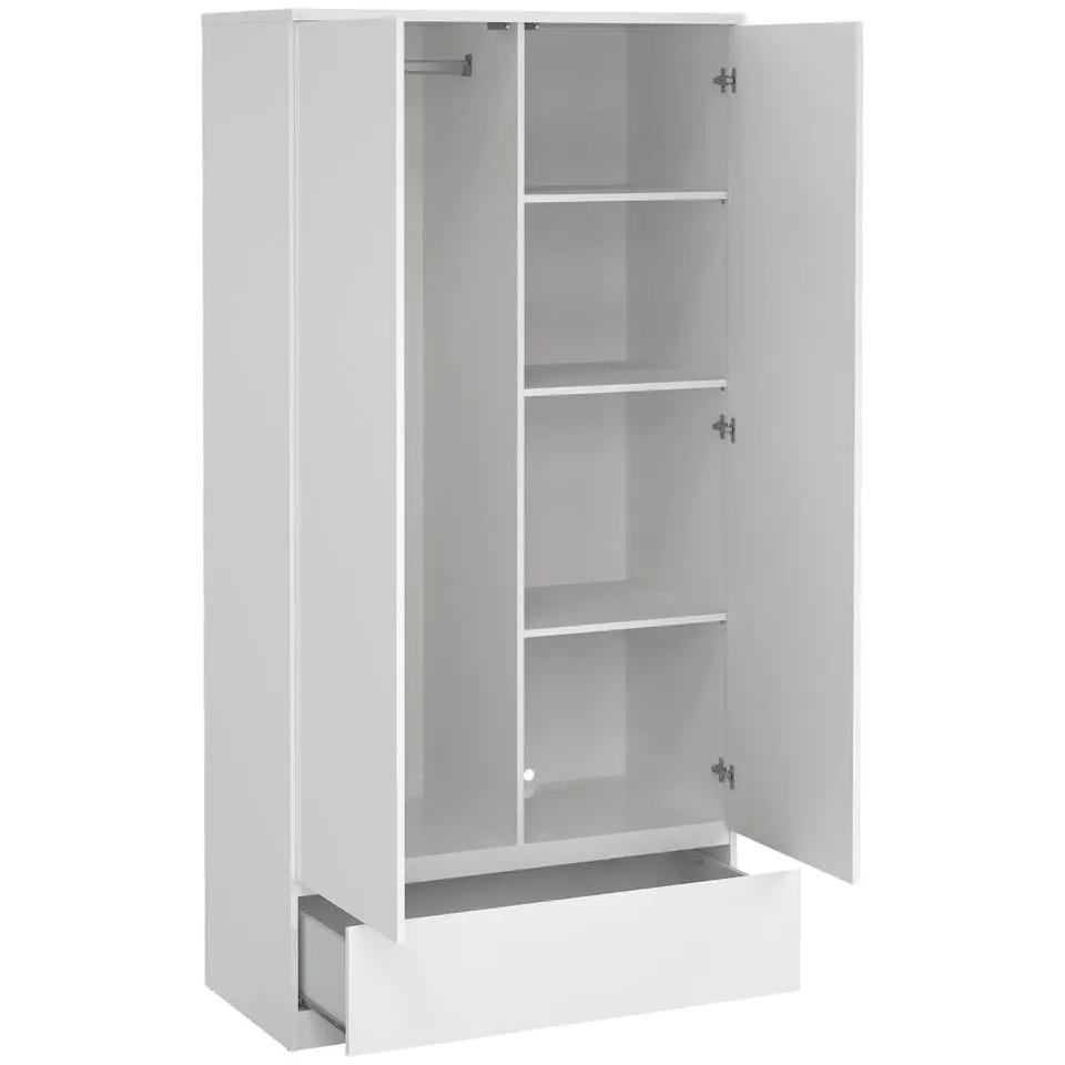 Kledingkast Naia 2-deurs - hoogglans wit - 50x99x201 cm