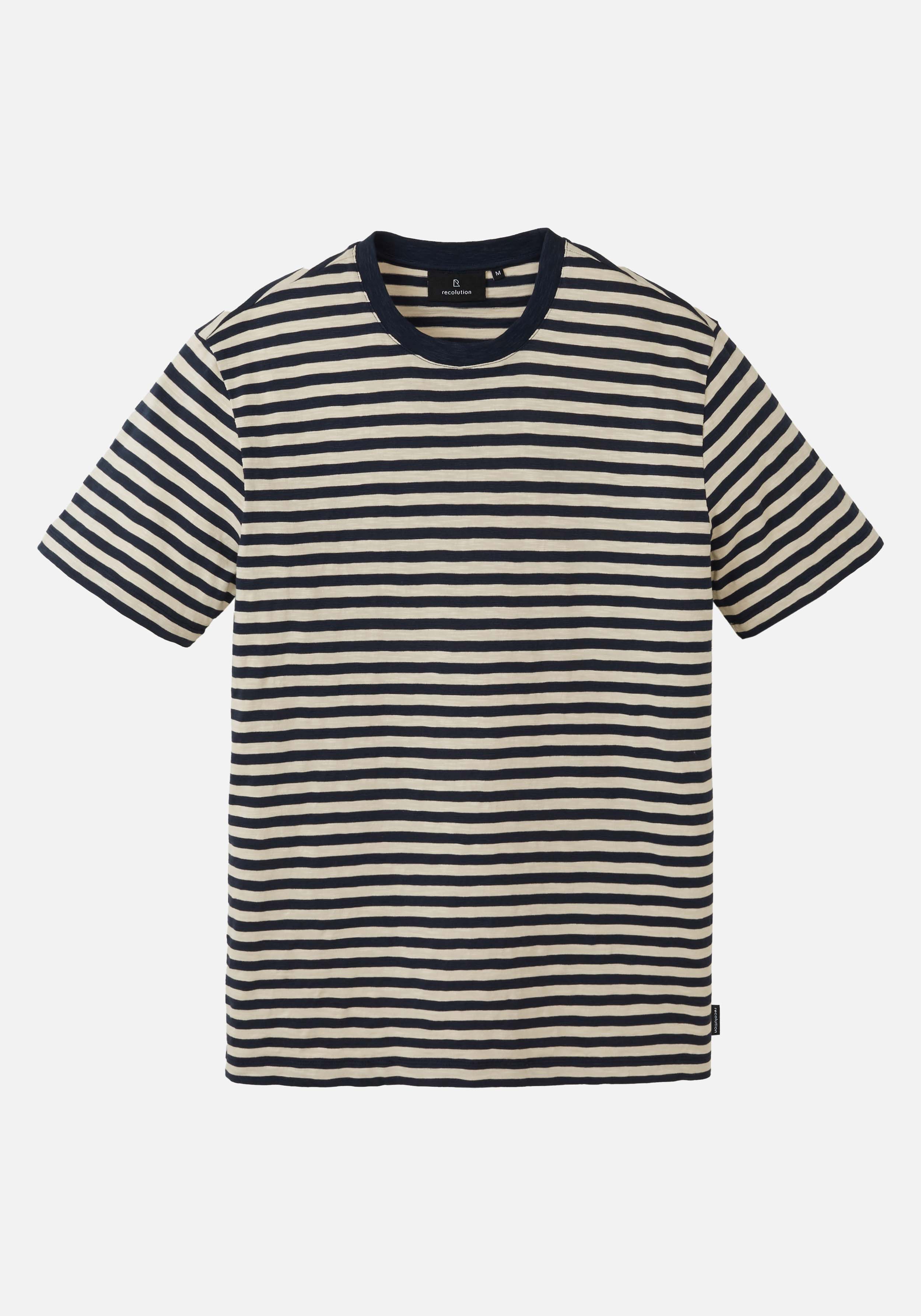 Recolution T-Shirt Delonix Stripes Dark Navy