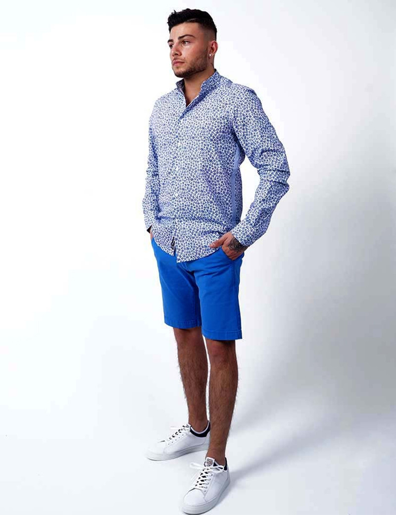 RECYCLED ART WORLD SHORT CHINO STRETCH BLEU ROYAL