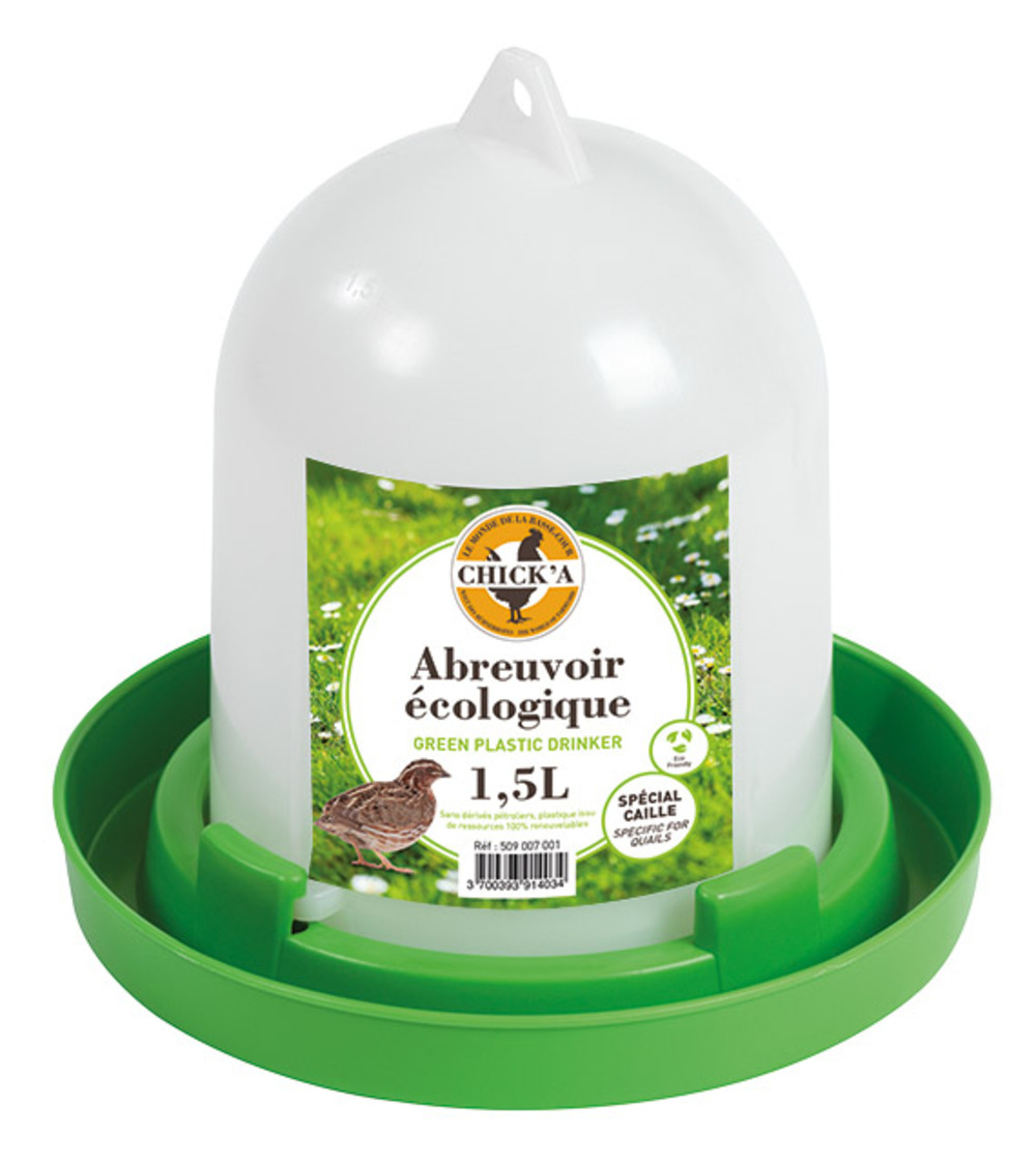 Abreuvoir plastique ligne verte pour caille 1.5l